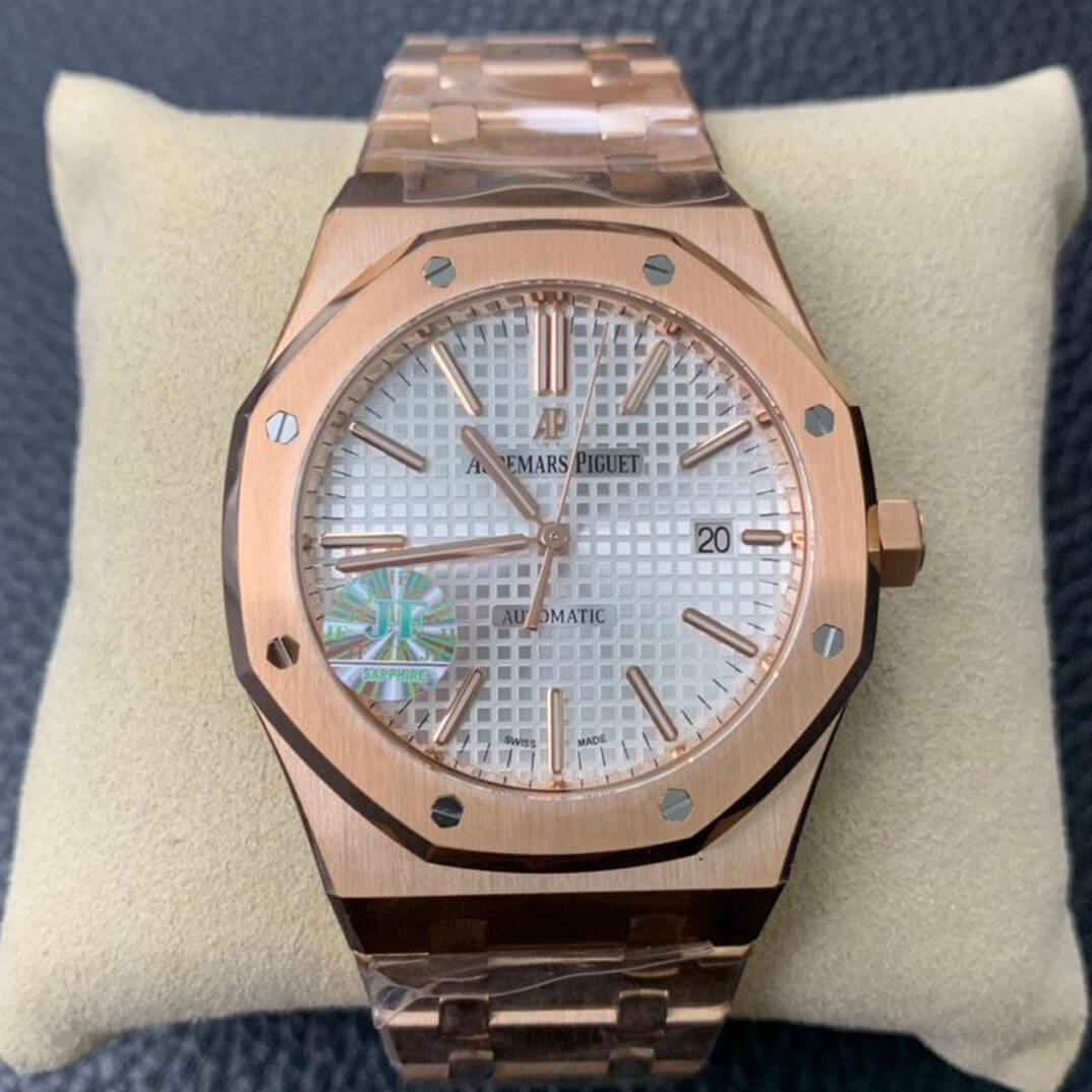 Audemars Piguet Royal Oak 15450 Rose Gold JF Factory V5 Silver Dial Replica Watch - UK Replica Audemars Piguet Royal Oak 15450 Rose Gold JF Factory V5 Silver Dial Replica Watch - UK Replica