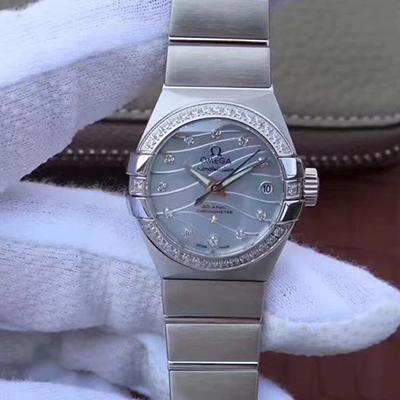 20180607141347880617 Omega Constellation Double EaOmega Constellation Double Eagle Lady Blue Mother-Of-Pearl Dial 27MM 3S Factory Replica Watch - UK Replica
