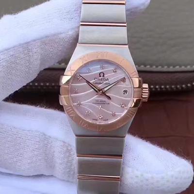 20180607142324850444 Omega Constellation DouOmega Constellation Double Eagle Lady Pink Mother-Of-Pearl Dial 27MM 3S Factory Replica Watch - UK Replica