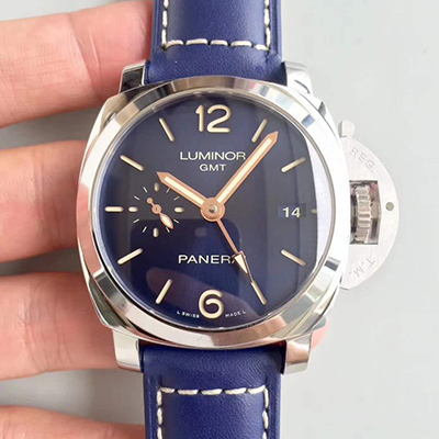 20180810104140027662 Panerai Luminor 1950 3 Days GMT Acciaio PAM688 VS Factory V2 Blue Dial Replica Watch - UK Replica