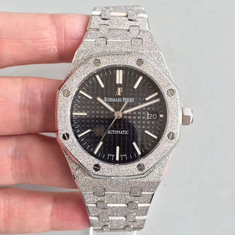 20180922113430340735 Audemars Piguet Royal Oak Frosted Gold 37MM 15454 OM Factory Black Dial Replica Watch - UK Replica