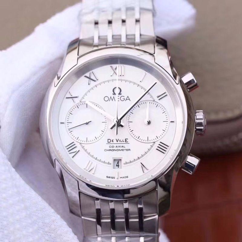 20181009162559527429 Omega De Ville Co-Axial Chronograph 42MM 431.10.42.51.02.001 OM Factory White Dial Replica Watch - UK Replica