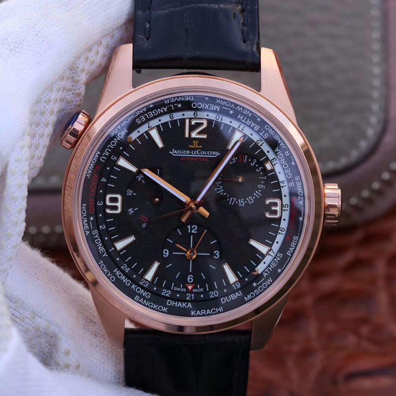 20181103150114060934 Jaeger-LeCoultre Polaris Geographic Rose Gold 904847J 42MM TWA Factory Black Dial Replica Watch - UK Replica