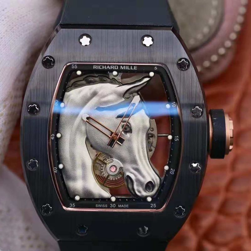 20181129175139207388 Richard Mille Polo Club Saint Tropez RM52-02 KV Factory White Horse Head Skeleton Dial Replica Watch - UK Replica