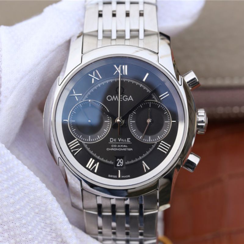 20181205115503620818 Omega De Ville Chronograph 42MM 431.10.42.51.01.001 OM Factory Black Dial Replica Watch - UK Replica