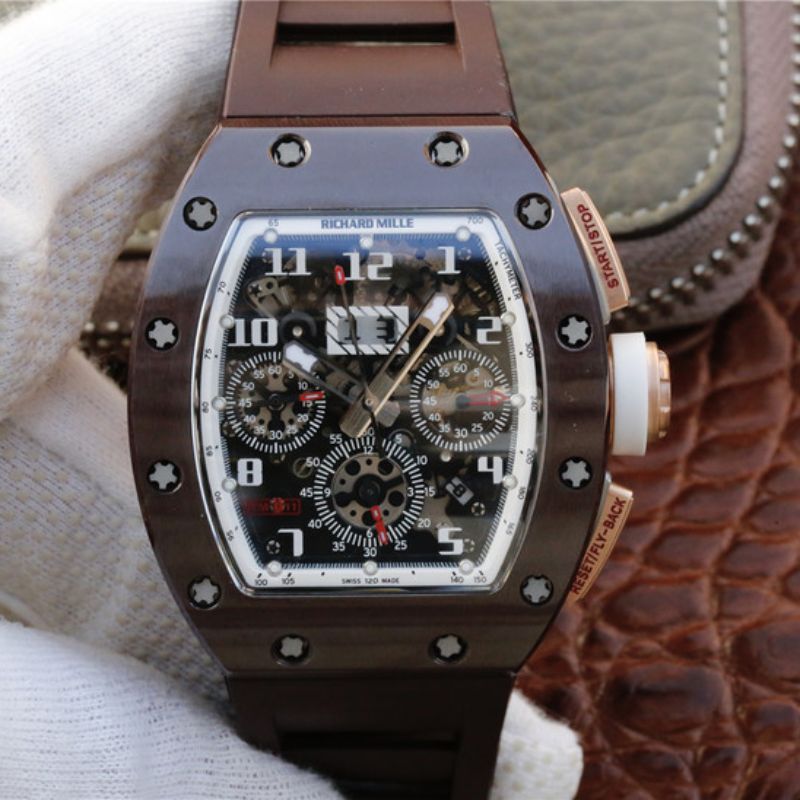 20181205152726617239 Richard Mille Chronograph RM011 KV Factory Brown Crystal Dial Replica Watch - UK Replica