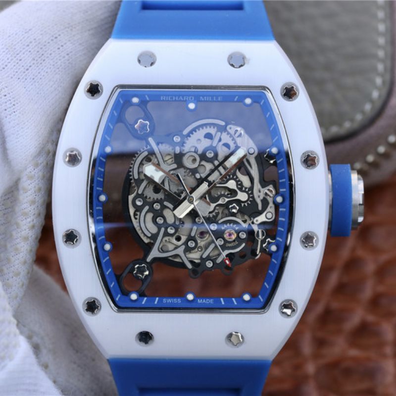20181205164038923368 Richard Mille RM055 KV Factory White Ceramic Blue Hollow Dial Replica Watch - UK Replica