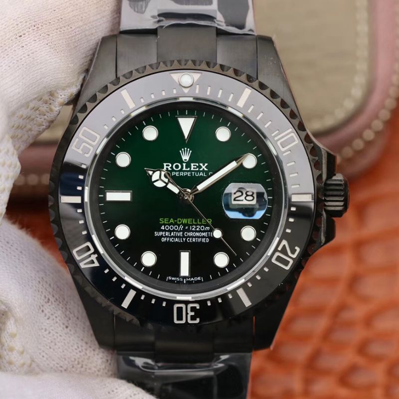 20190220142346430091 Rolex Sea-Dweller Deepsea 11666001 V2 Green Gradual Black Dial Replica Watch - UK Replica