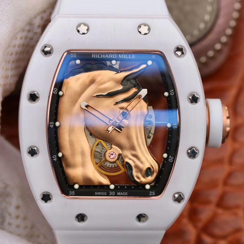 20190220161142300384 Richard Mille Polo Club Saint Tropez RM52-02 KV Factory Gold Horse Head Skeleton Dial Replica Watch - UK Replica