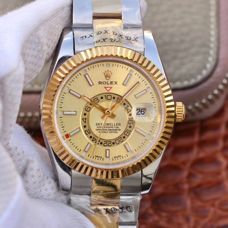 20190221140839383459 Rolex SKY-DWELLER 326938-72418 Gold Dial Replica Watch - UK Replica