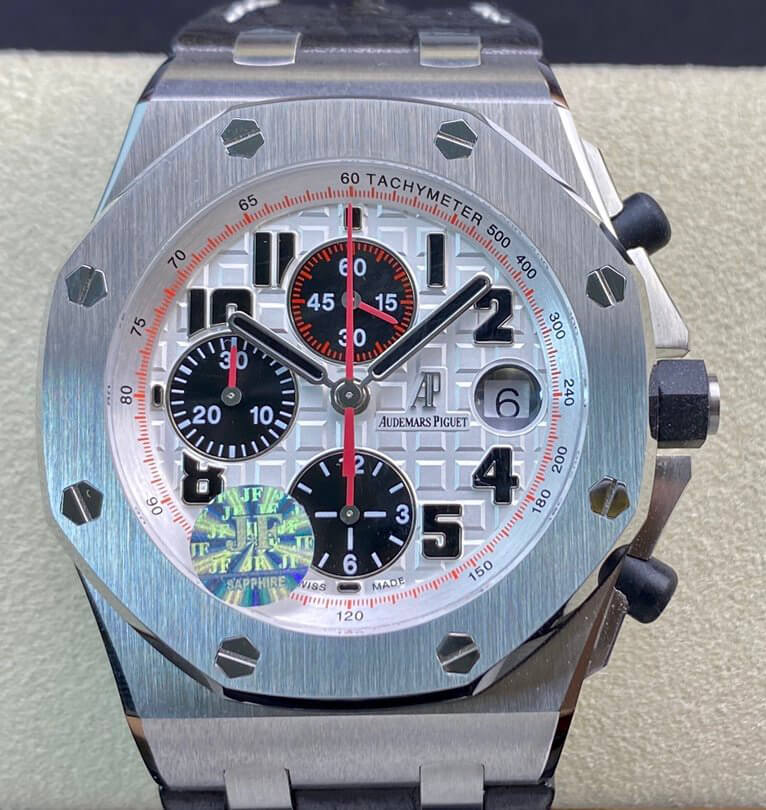 Audemars Piguet Royal Oak Offshore Panda 26170ST.OO.D101CR.02 Black Leather Strap JF Factory V2 White Dial - UK Replica Audemars Piguet Royal Oak Offshore Panda 26170ST.OO.D101CR.02 Black Leather Strap JF Factory V2 White Dial - UK Replica