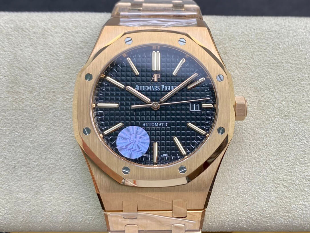 Audemars Piguet Royal Oak Rose Gold 15450 JF Factory V5 Black Dial Replica Watch - UK Replica Audemars Piguet Royal Oak Rose Gold 15450 JF Factory V5 Black Dial Replica Watch - UK Replica