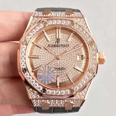 20180518152405273325 Audemars Piguet Royal Oak 15450 JF Factory Rose Gold Diamond Dial Replica Watch - UK Replica