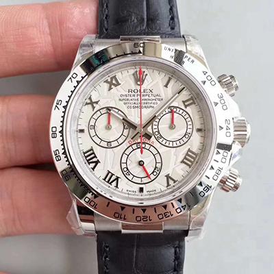 20180517164203430559 Rolex Daytona Cosmograph 116520 JH Factory Leather Strap White Dial Replica Watch - UK Replica