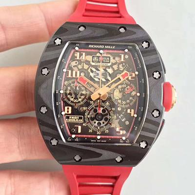 20180517112440733955 Richard Mille RM011 Lotus F1 Team Romain Grosjean Forged Carbon Black Skeleton Dial Replica Watch- UK Replica