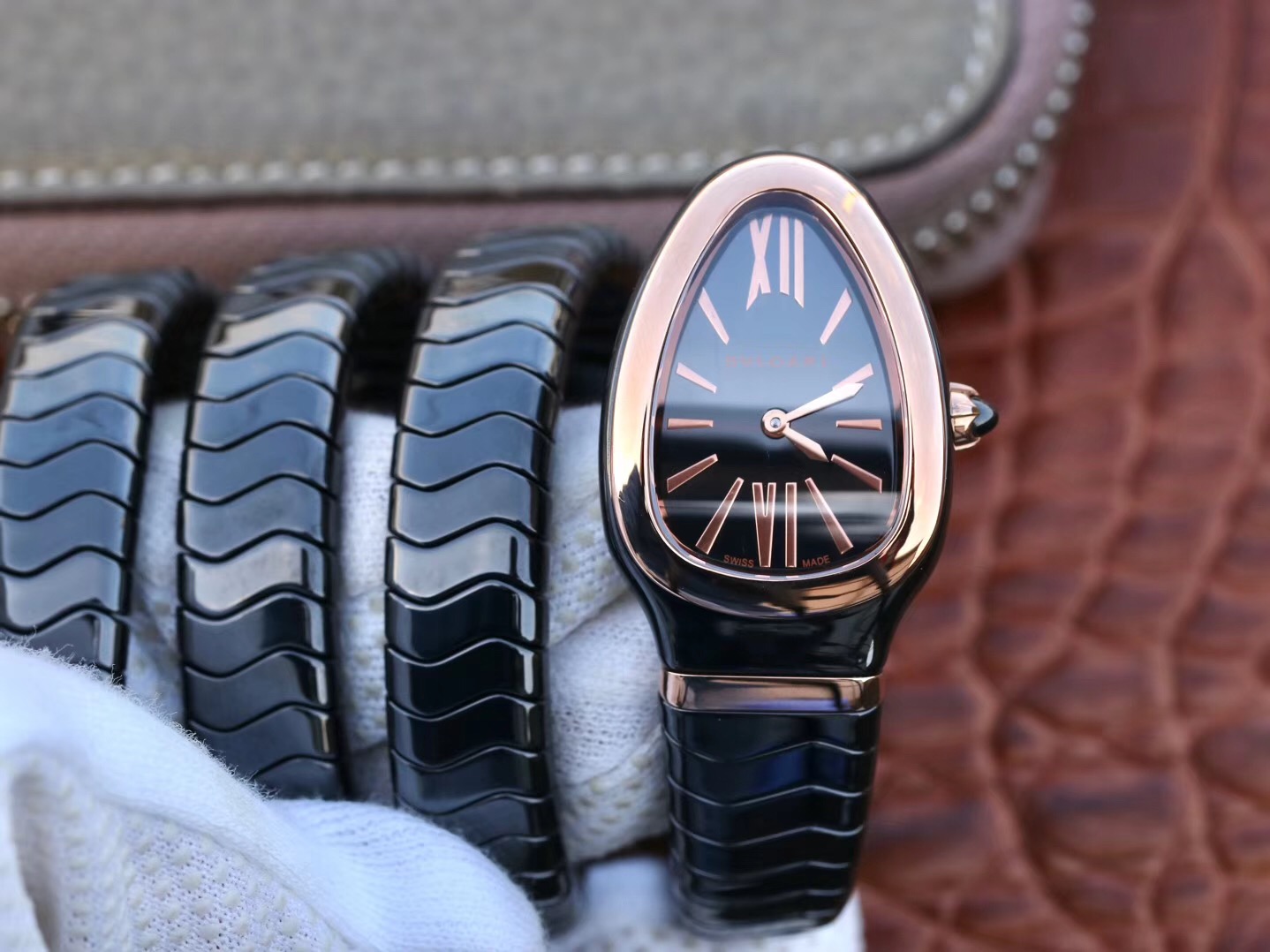 20191226115107 Bvlgari Serpenti Spiga Watch 102885 BV Factory Rose Gold No Diamond Replica Watch