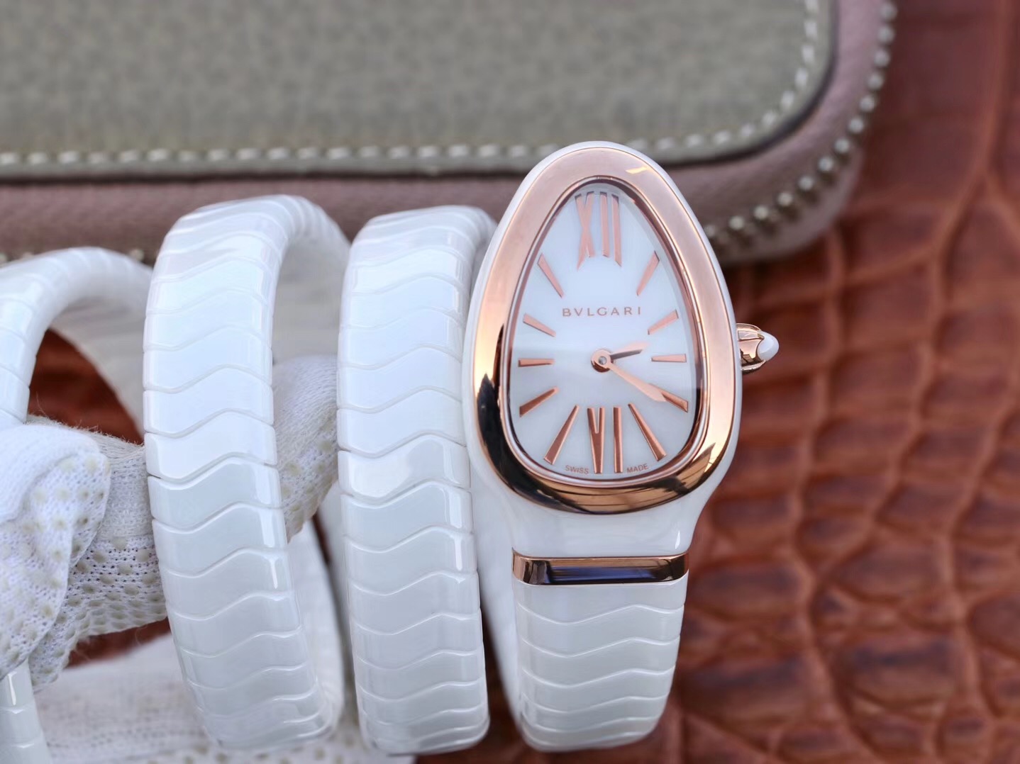 20191226115303 Bvlgari Serpenti Spiga Watch 102886 BV Factory Rose Gold No Diamond Replica Watch