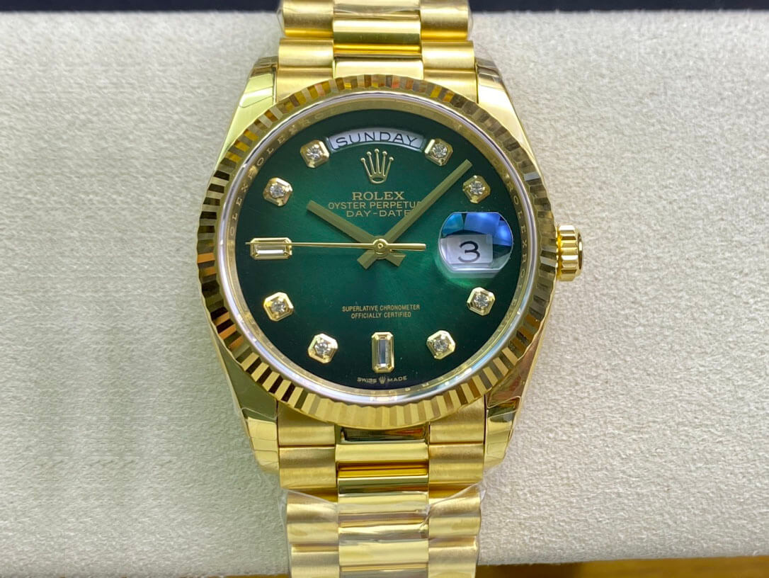 Rolex Day-Date M128238-0069 Yellow Gold EW Factory Gradual Green Dial Replica Watch Rolex Day-Date M128238-0069 Yellow Gold EW Factory Gradual Green Dial Replica Watch
