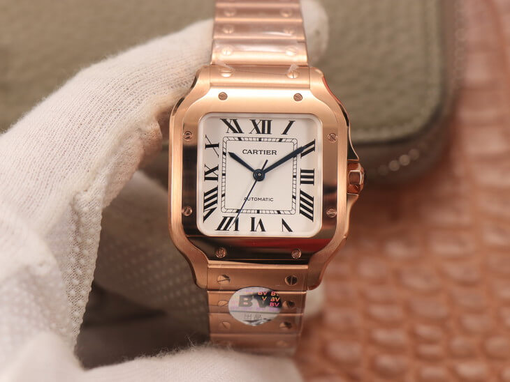 Cartier De Santos WSSA0010 BV Factory 18K Rose Gold White Dial Replica Watch Cartier De Santos WSSA0010 BV Factory 18K Rose Gold White Dial Replica Watch