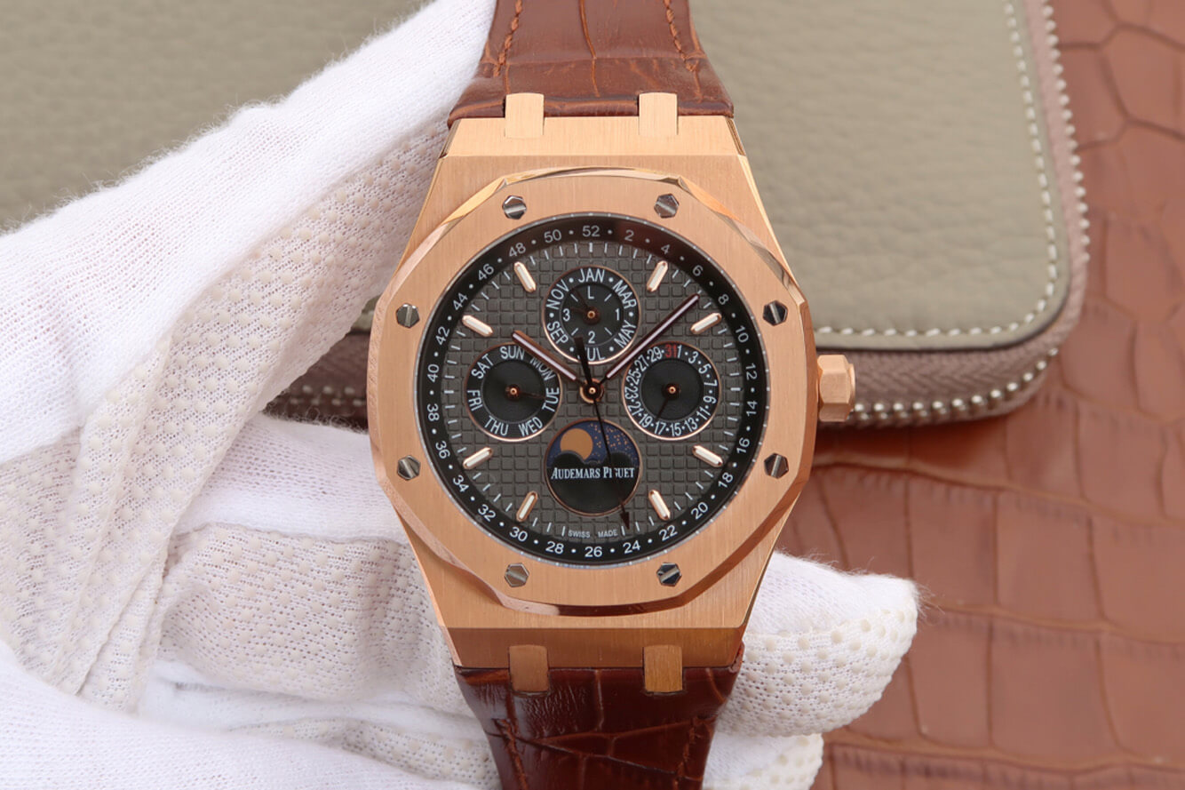 Audemars Piguet Royal Oak Perpetual Calendar 26574 JF Factory Rose Gold Grey Dial Replica Watch Audemars Piguet Royal Oak Perpetual Calendar 26574 JF Factory Rose Gold Grey Dial Replica Watch