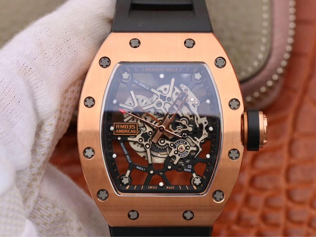 Richard Mille RM035 Americas KV Factory Rose Gold Black Strap Replica Watch Richard Mille RM035 Americas KV Factory Rose Gold Black Strap Replica Watch