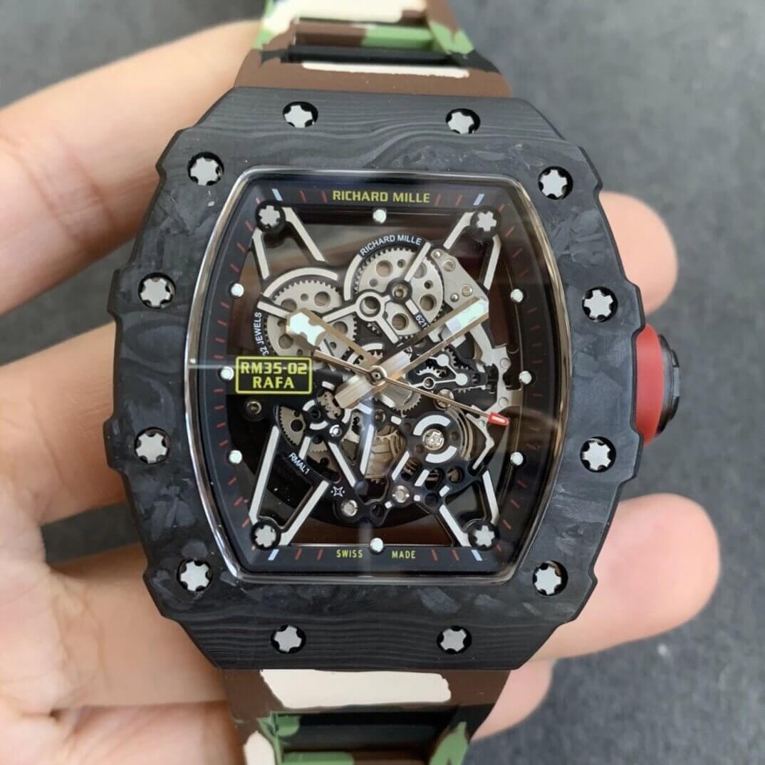 Richard Mille RM35-02 KV Factory V3 Carbon Fiber Camouflage Strap Replica Watch Richard Mille RM35-02 KV Factory V3 Carbon Fiber Camouflage Strap Replica Watch