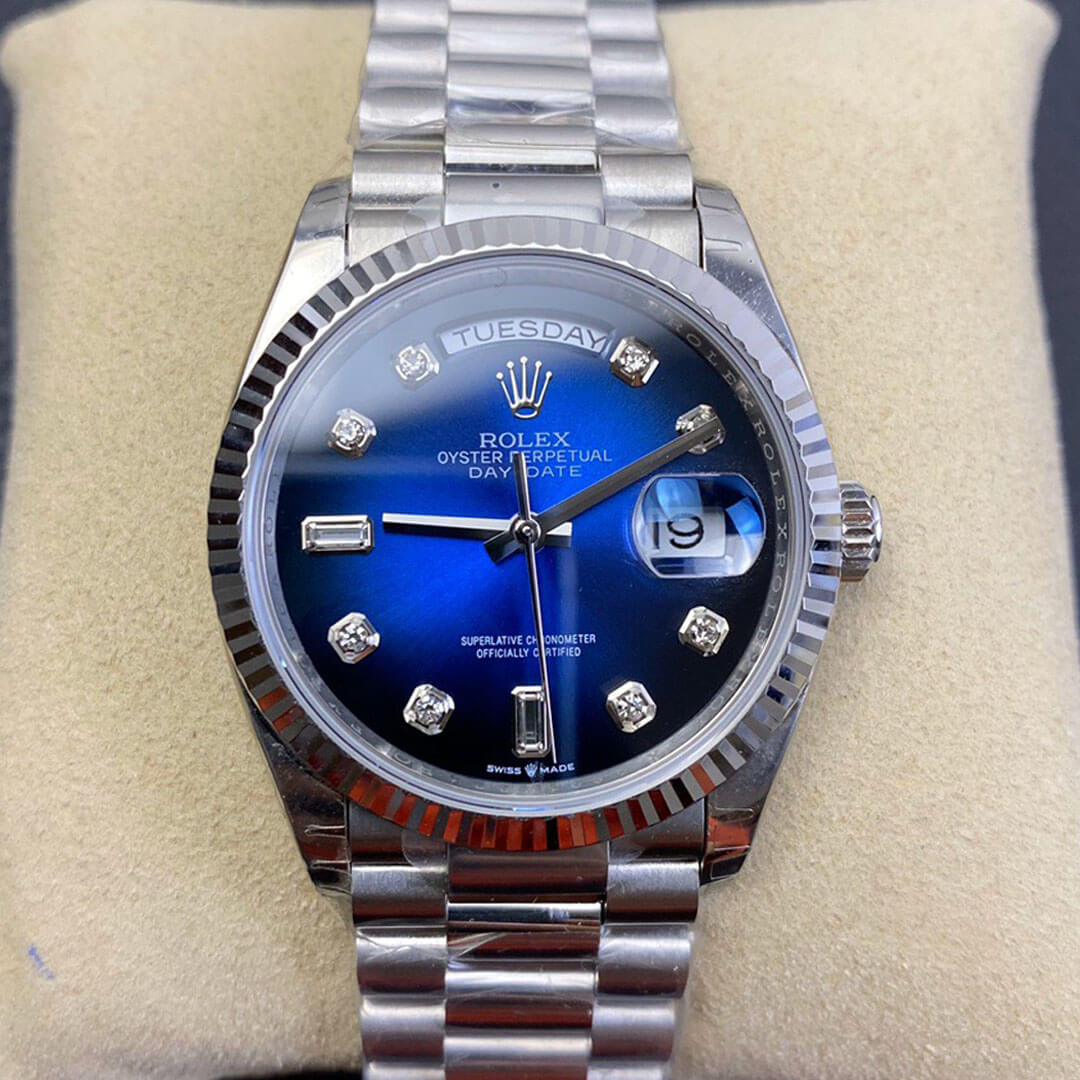 Rolex Day-Date M128239-0023 EW Factory Diamond Gradient Blue Dial Replica Watch