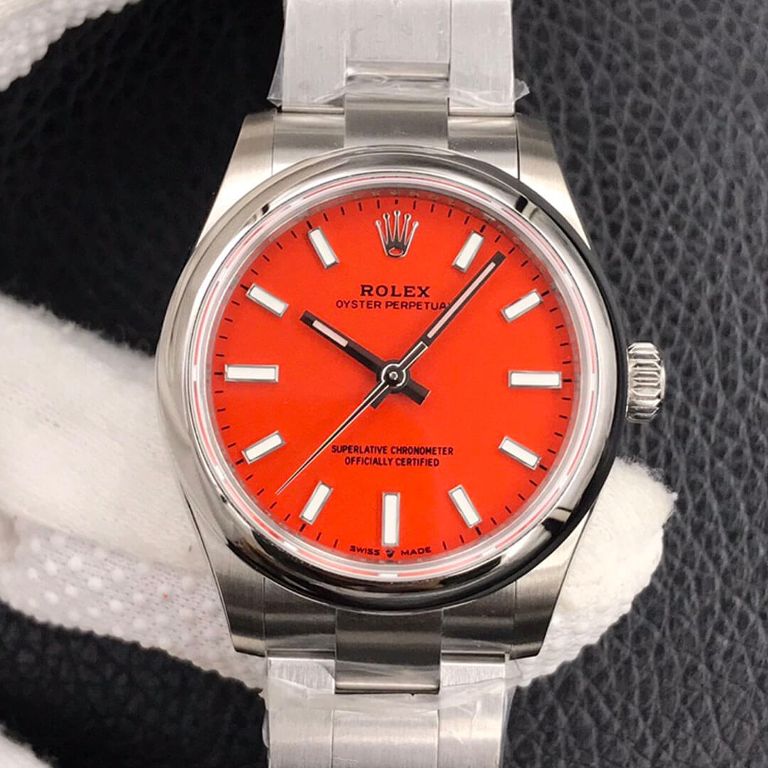 Rolex Oyster Perpetual M277200-0008 31MM EW Factory Coral Red Dial Replica Watch