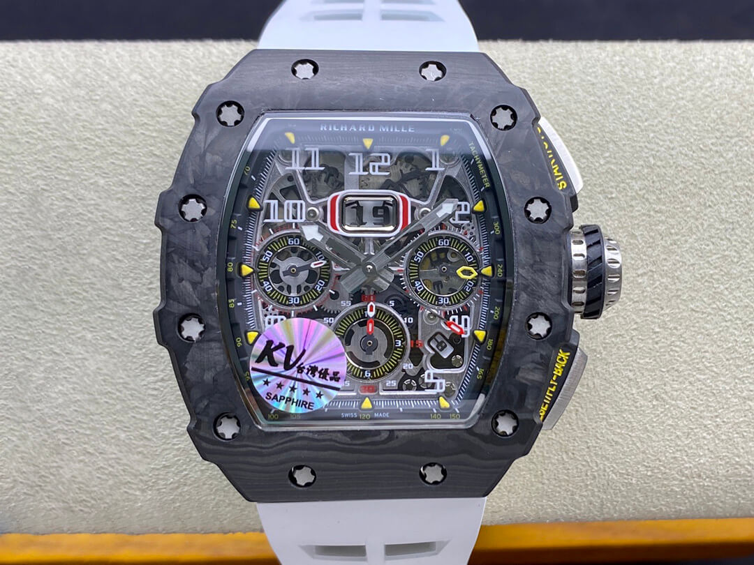 Richard Mille RM011-03 KV Factory Carbon Fiber White Strap Replica Watch Richard Mille RM011-03 KV Factory Carbon Fiber White Strap Replica Watch
