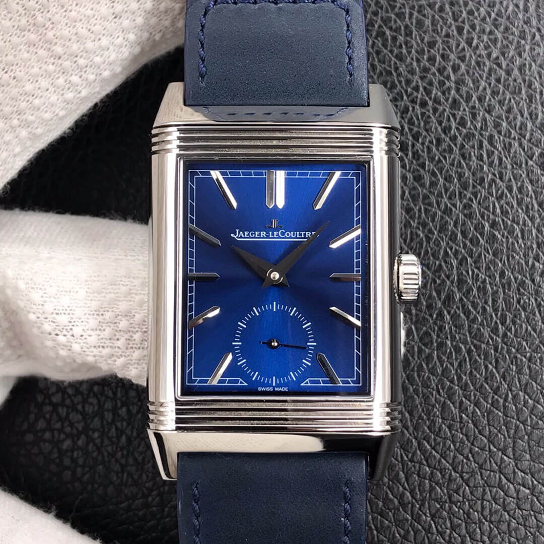 Jaeger LeCoultre Reverso Tribute Double-sided Double Time Zone Flip MG Factory Blue Dial Replica Watch Jaeger LeCoultre Reverso Tribute Double-sided Double Time Zone Flip MG Factory Blue Dial Replica Watch