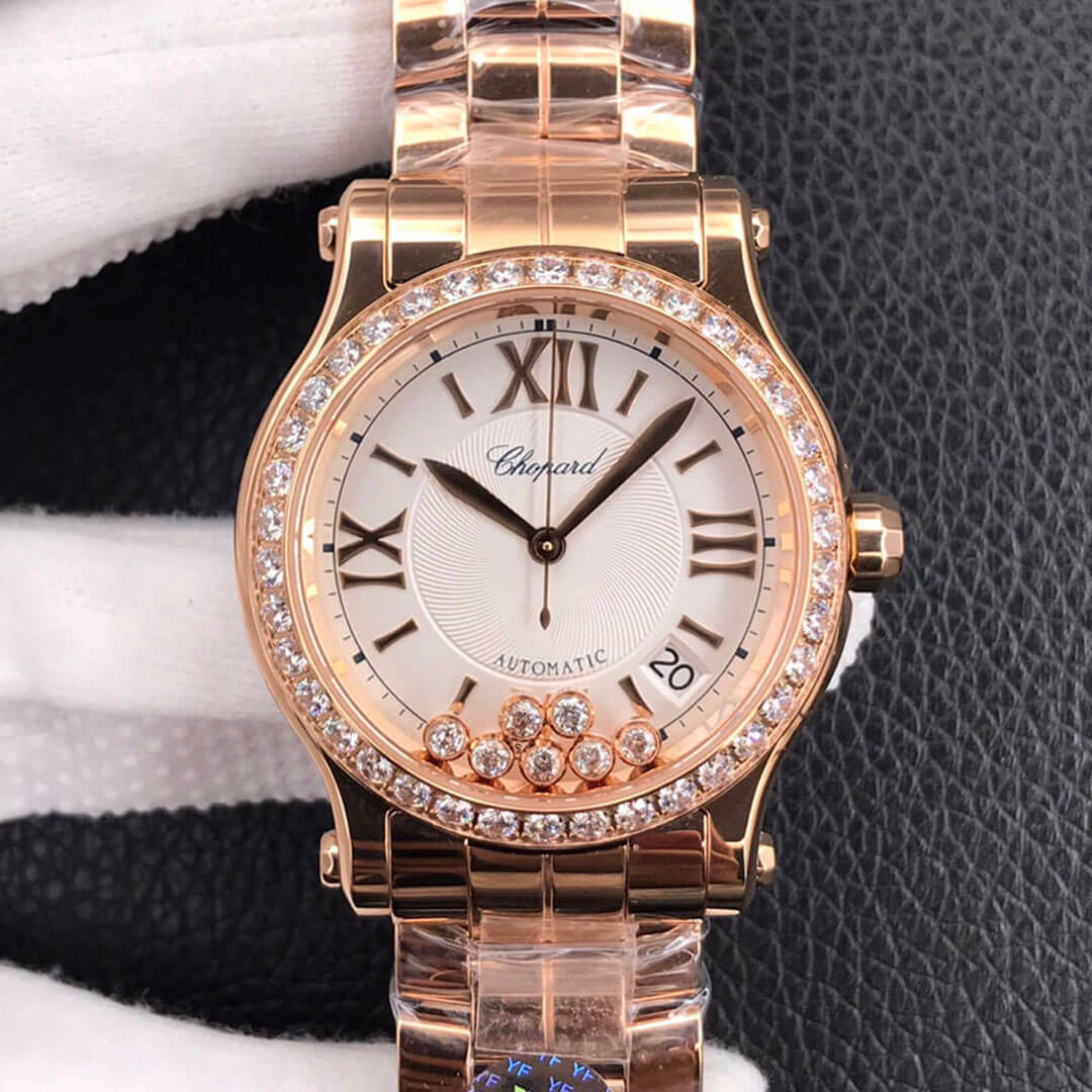 Chopard Happy Diamonds 274808-5004 YF Factory Rose Gold Silver Dial Replica Watch Chopard Happy Diamonds 274808-5004 YF Factory Rose Gold Silver Dial Replica Watch