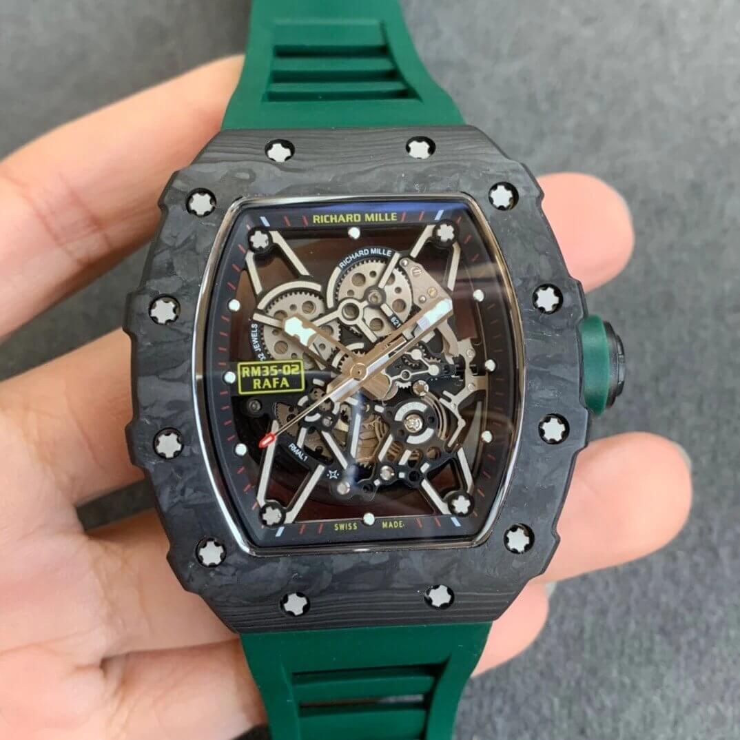 Richard Mille RM035-02 KV Factory V3 Carbon Fiber Green Strap Replica Watch Richard Mille RM035-02 KV Factory V3 Carbon Fiber Green Strap Replica Watch