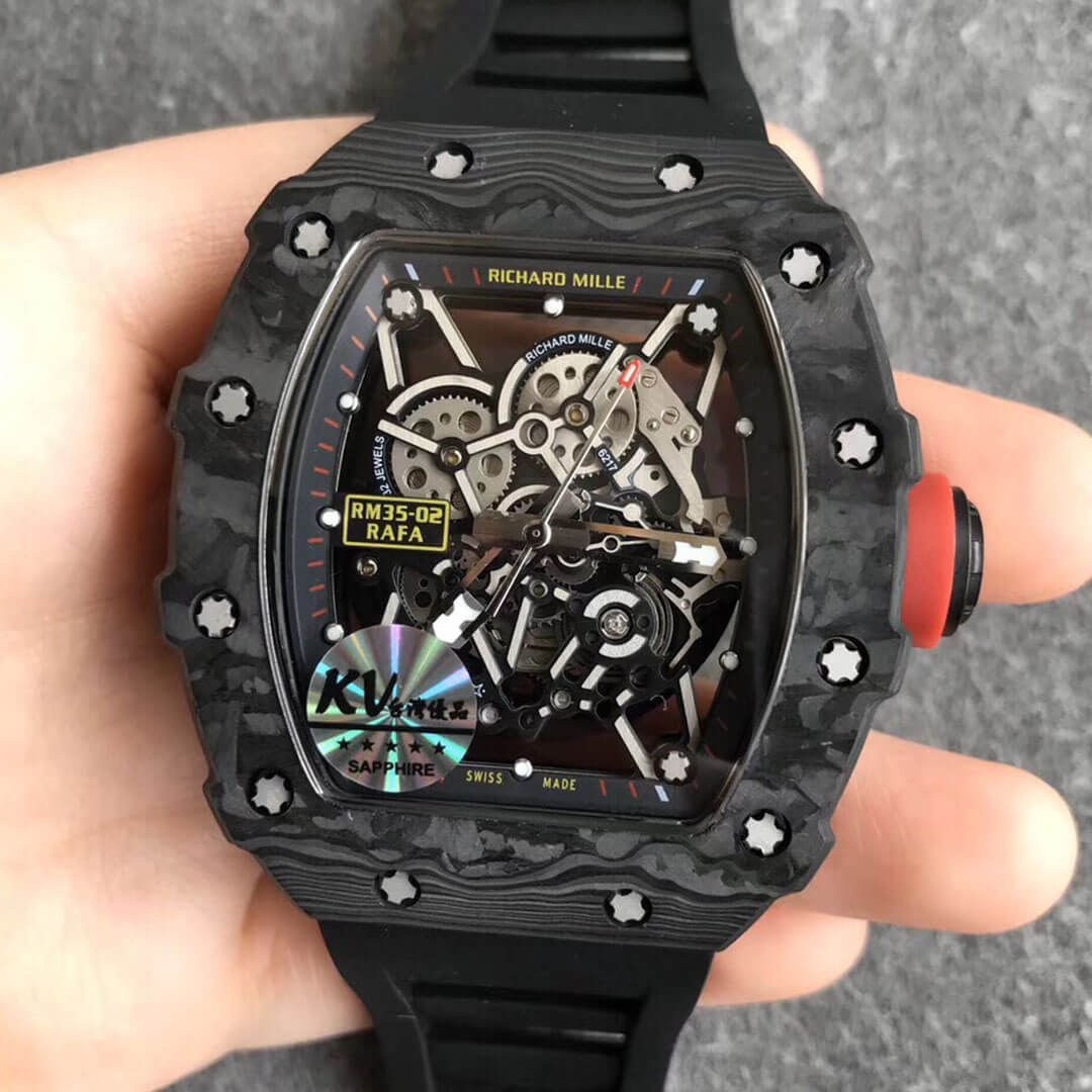 Richard Mille RM35-02 KV Factory V3 Carbon Fiber Black Strap Replica Watch Richard Mille RM35-02 KV Factory V3 Carbon Fiber Black Strap Replica Watch