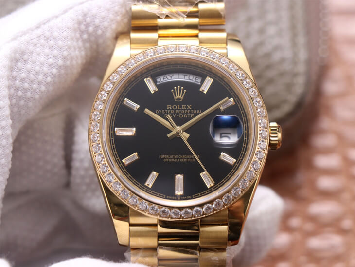 Rolex Day-Date M228348RBR-0001 EW Factory Yellow Gold Black Dial Replica Watch Rolex Day-Date M228348RBR-0001 EW Factory Yellow Gold Black Dial Replica Watch