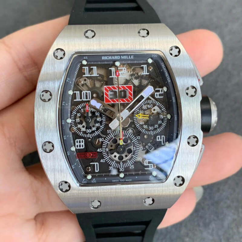 Richard Mille RM011 KV Factory Black Rubber Strap Replica Watch