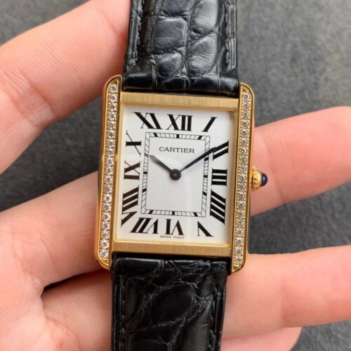 Cartier Tank K11 Factory V2 Yellow Gold White Dial Replica Watch