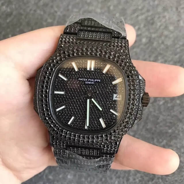 Patek Philippe Nautilus 5719/10G-010 PPF Factory Full Diamond Black Dial Replica Watch Patek Philippe Nautilus 5719/10G-010 PPF Factory Full Diamond Black Dial Replica Watch