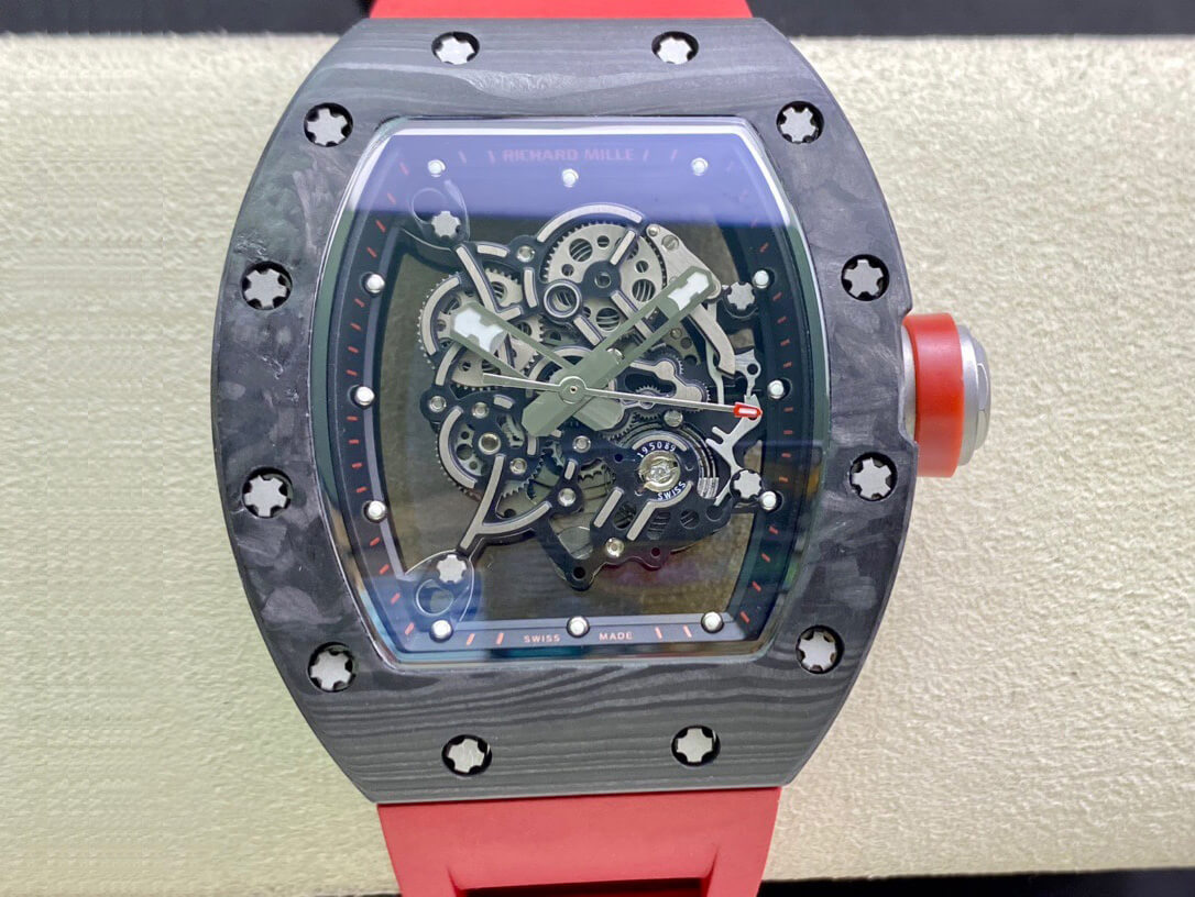 Richard Mille RM055 KV Factory V2 Carbon Fiber Red Strap Replica Watch Richard Mille RM055 KV Factory V2 Carbon Fiber Red Strap Replica Watch