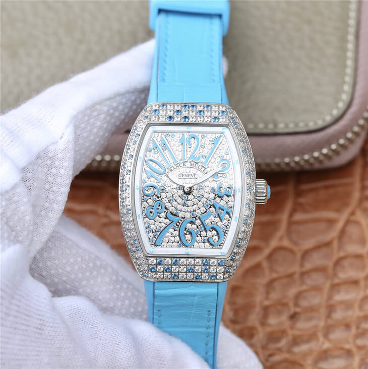Franck Muller Ladies Collection V 32 SC AT FO D CD (BL) ABF Factory Diamond-set Bezel Replica Watch Franck Muller Ladies Collection V 32 SC AT FO D CD (BL) ABF Factory Diamond-set Bezel Replica Watch