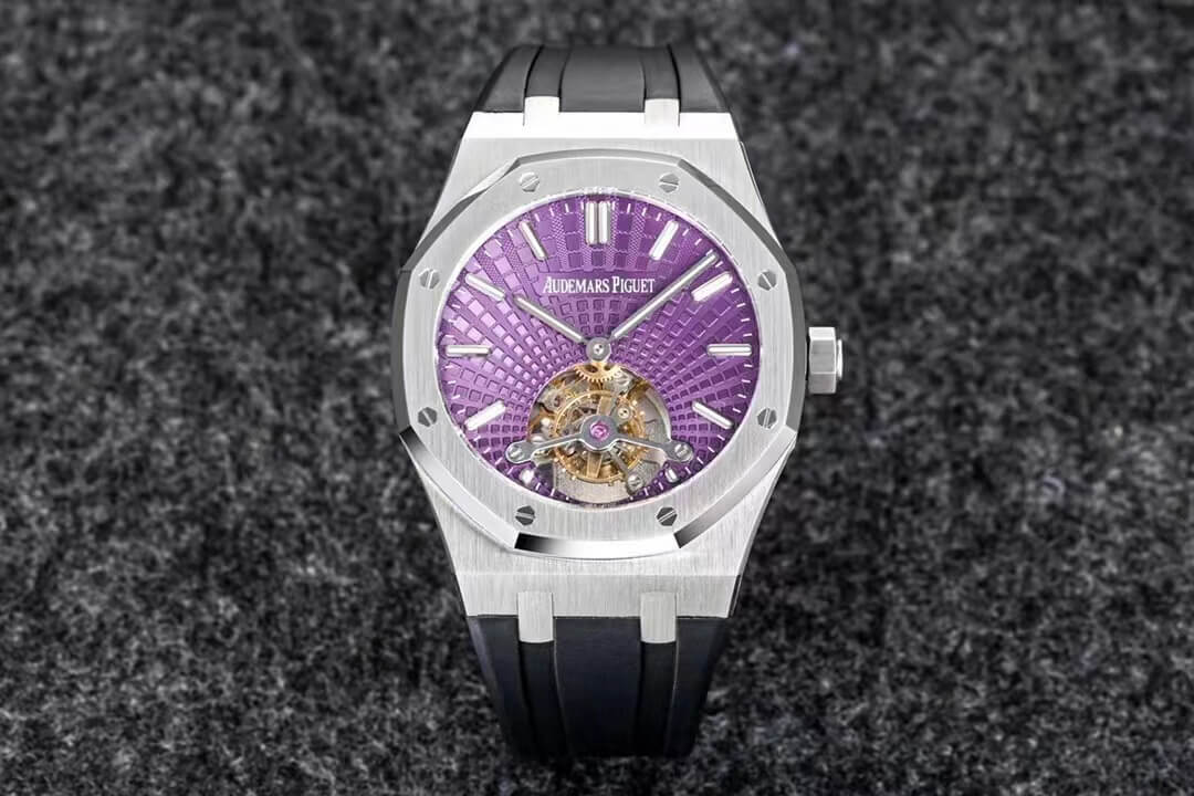 Audemars Piguet Royal Oak Tourbillon R8 Factory V3 Purple Dial Rubber Strap Replica Watch Audemars Piguet Royal Oak Tourbillon R8 Factory V3 Purple Dial Rubber Strap Replica Watch
