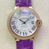 Ballon Bleu De Cartier 36MM WJBB0009 3K Factory Purple Leather Strap Replica Watch