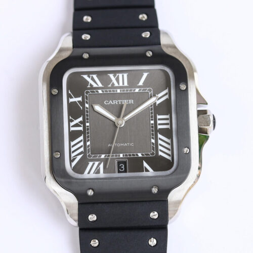 Cartier Santos WSSA0037 GF Factory V2 Black Rubber Strap Replica Watch Cartier Santos WSSA0037 GF Factory V2 Black Rubber Strap Replica Watch
