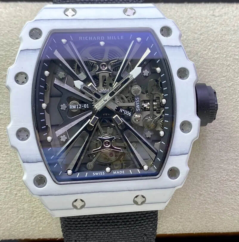 Richard Mille RM12-01 Tourbillon RM Factory White Carbon Fiber Case Replica Watch Richard Mille RM12-01 Tourbillon RM Factory White Carbon Fiber Case Replica Watch