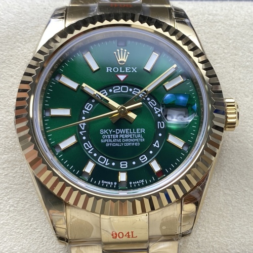 Rolex Sky-Dweller 336938-0007 NOOB Factory Gold color Strap Replica Watch - Best Quality Replica Watches UK Swiss Watch Brands 1:1 Replica Fake Watch