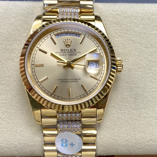 Rolex Day-Date M128238-0046 8+ factory blue crystal watch mirror Replica Watch - Best Quality Replica Watches UK Swiss Watch Brands 1:1 Replica Fake Watch
