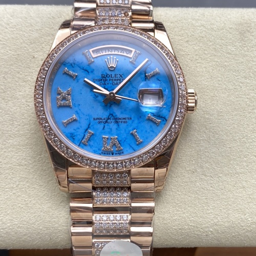 Rolex Day-Date M128345rbr-0065 8+ factory solid case back Replica Watch - Best Quality Replica Watches UK Swiss Watch Brands 1:1 Replica Fake Watch