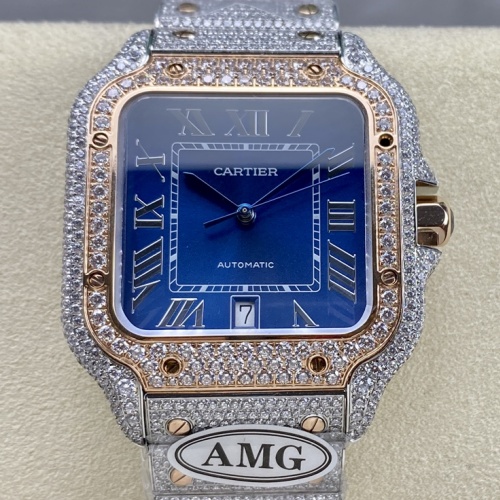 Cartier Santos W2SA0020 AMG factory blue dial Replica Watch - Best Quality Replica Watches UK Swiss Watch Brands 1:1 Replica Fake Watch
