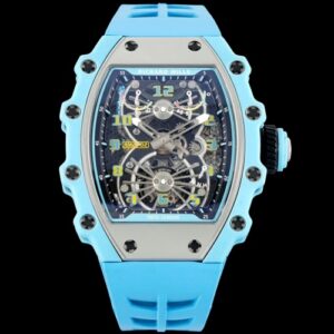 Richard Miller RM21-02 NEW Factory Tourbillon Blue Strap Replica Watch - Best Quality Replica Watches UK Swiss Watch Brands 1:1 Replica Fake Watch