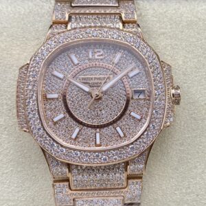 Patek Philippe Nautilus 7021-1R-001 GR Factory Full Diamond Replica Watch - Best Quality Replica Watches UK Swiss Watch Brands 1:1 Replica Fake Watch