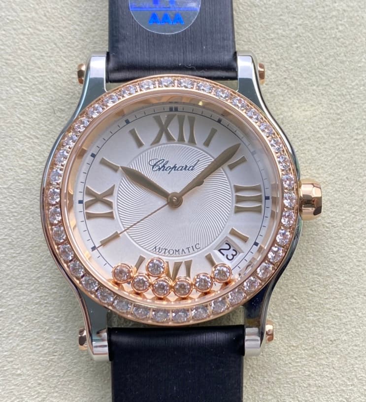 Chopard Happy Sport 278559-6003 YF Factory Rose Gold Bezel Replica Watch - Best Quality Replica Watches UK Swiss Watch Brands 1:1 Replica Fake Watch